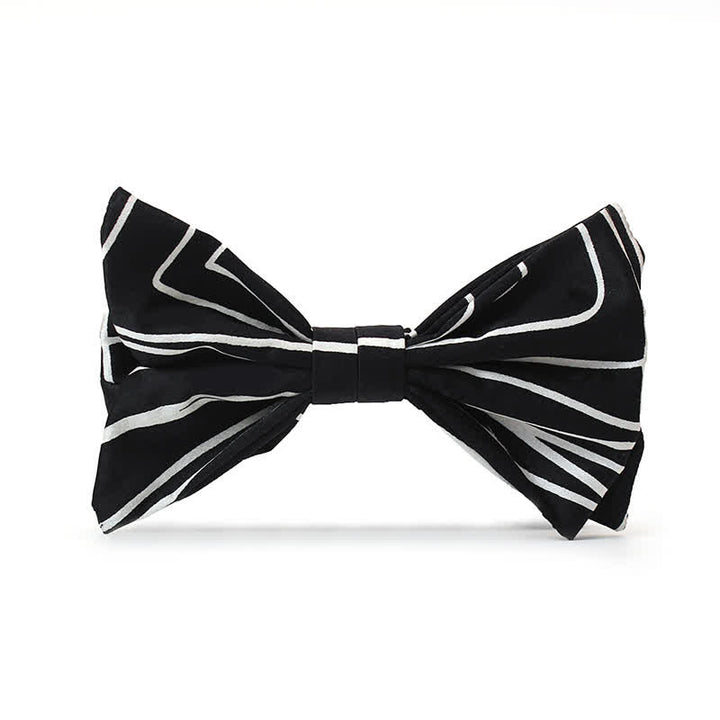 Men's Black & White Geometric Lines Bow Tie - Bow Tie - image 0