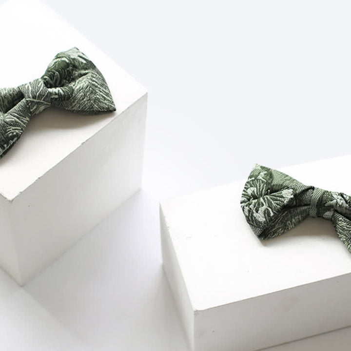 Men's Quiet Peaceful MediumSeaGreen Floral Bow Tie - image 4