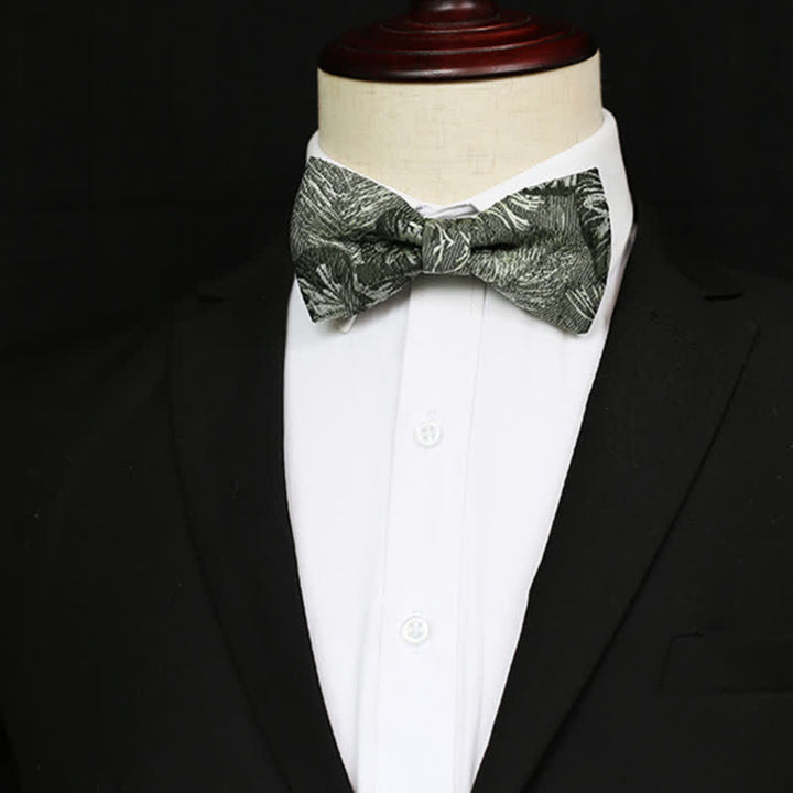 Men's Quiet Peaceful MediumSeaGreen Floral Bow Tie - image 0