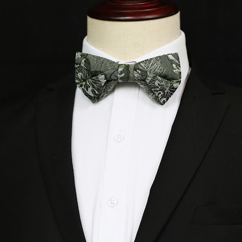 Men's Quiet Peaceful MediumSeaGreen Floral Bow Tie - image 7