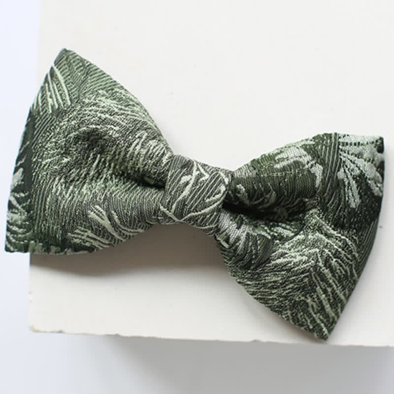 Men's Quiet Peaceful MediumSeaGreen Floral Bow Tie - image 3