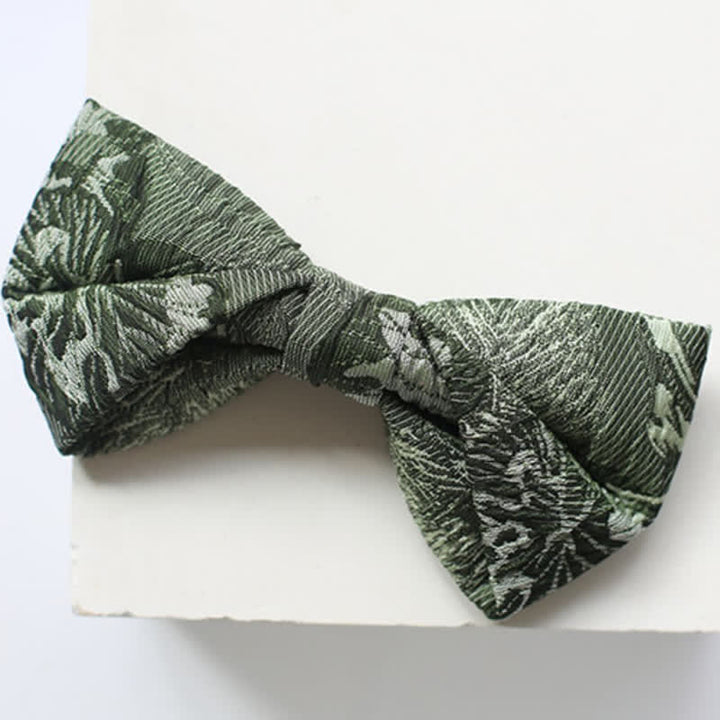 Men's Quiet Peaceful MediumSeaGreen Floral Bow Tie - image 6