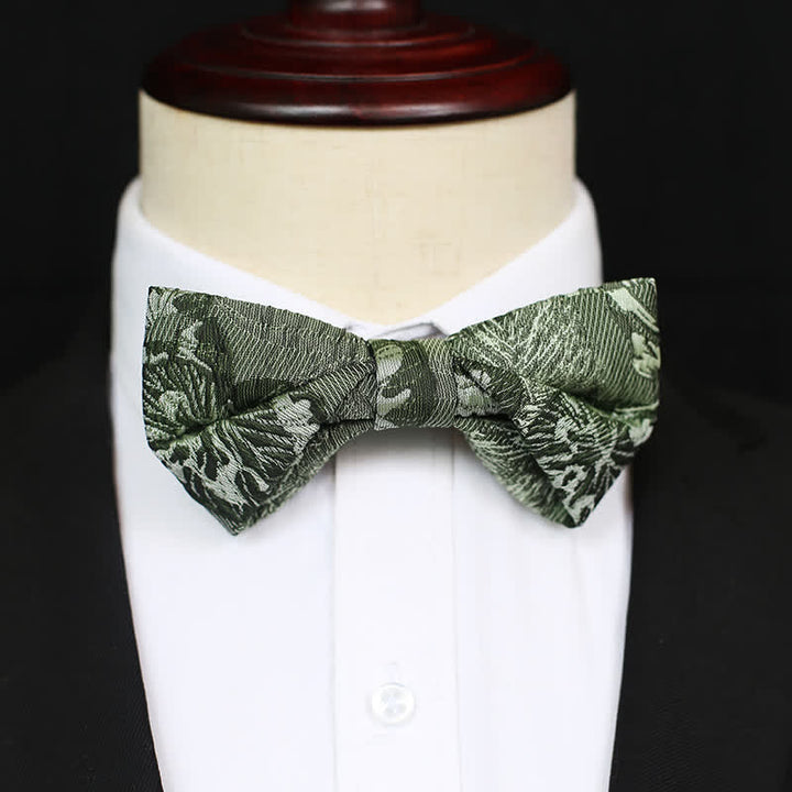 Men's Quiet Peaceful MediumSeaGreen Floral Bow Tie - Style #2 - image 5