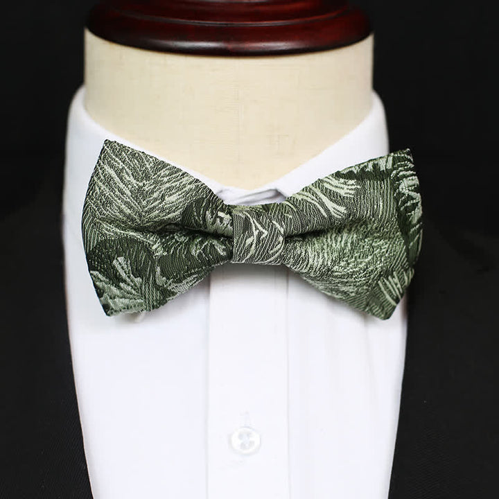 Men's Quiet Peaceful MediumSeaGreen Floral Bow Tie - Style #1 - image 2