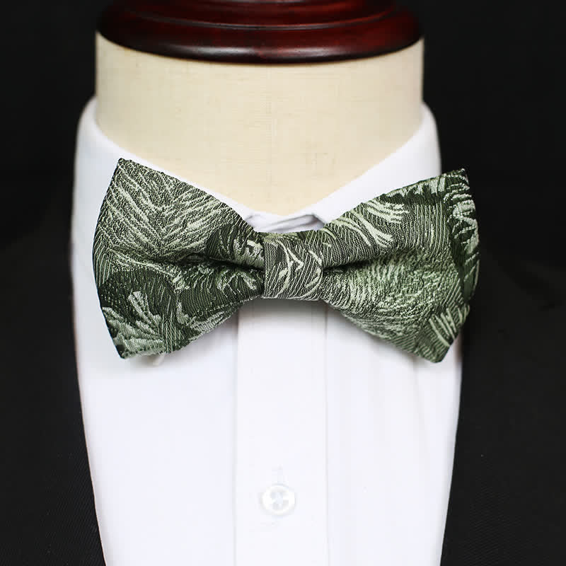 Men's Quiet Peaceful MediumSeaGreen Floral Bow Tie - Style #1 - image 2