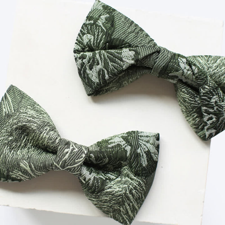 Men's Quiet Peaceful MediumSeaGreen Floral Bow Tie - image 1