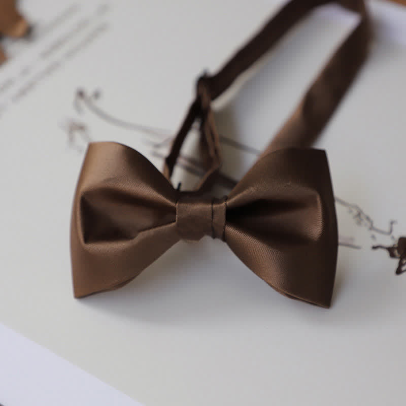 Men's Solid Coffee Brown Color Series Bow Tie - Style #1 - image 2