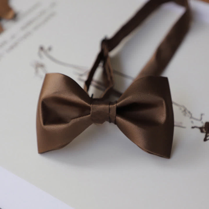 Men's Solid Coffee Brown Color Series Bow Tie - Style #1 - image 2