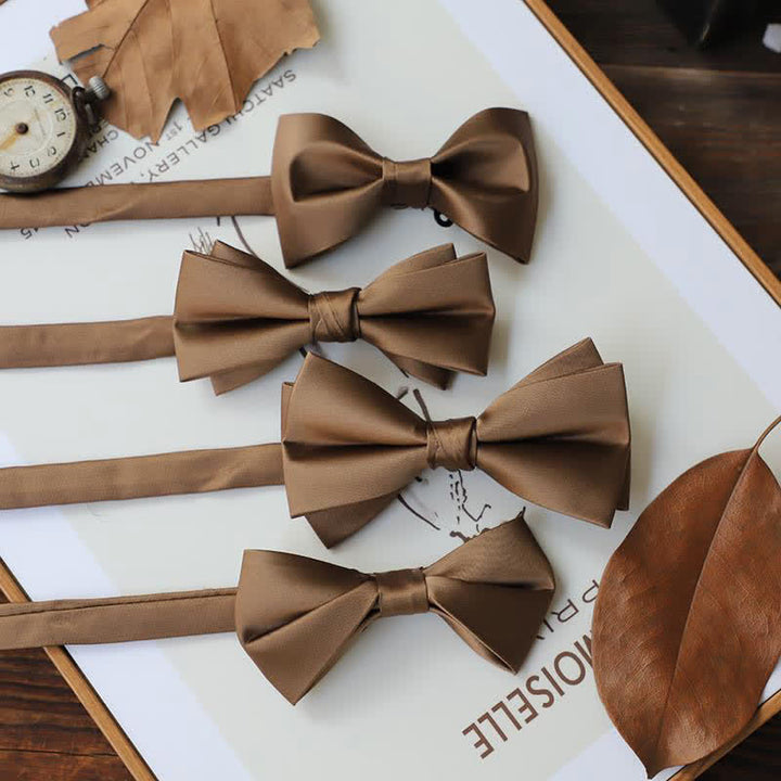Men's Solid Coffee Brown Color Series Bow Tie - image 0