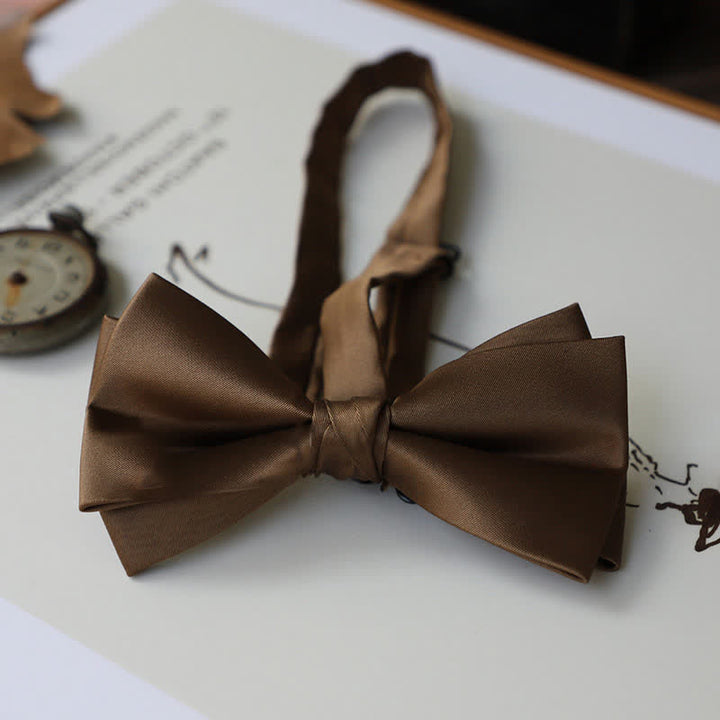 Men's Solid Coffee Brown Color Series Bow Tie - Style #4 - image 7