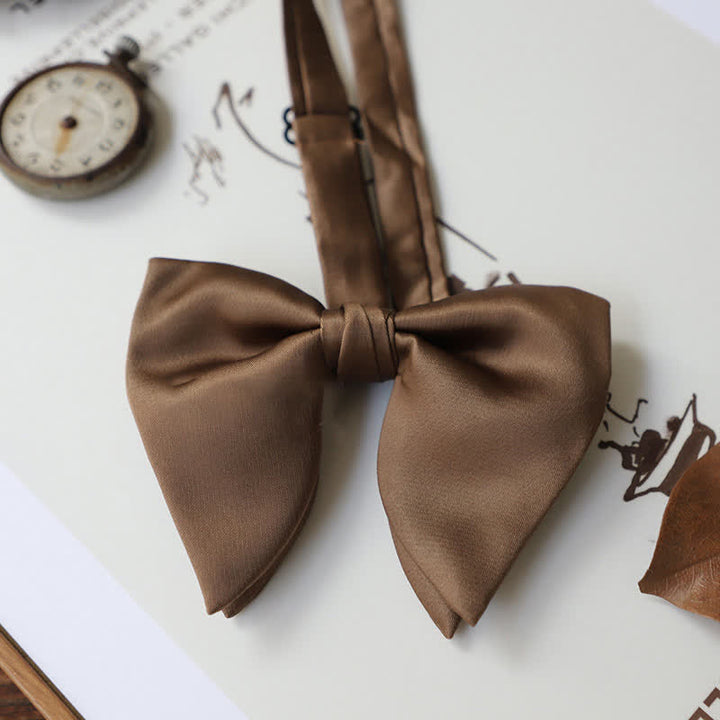Men's Solid Coffee Brown Color Series Bow Tie - Style #5 - image 8