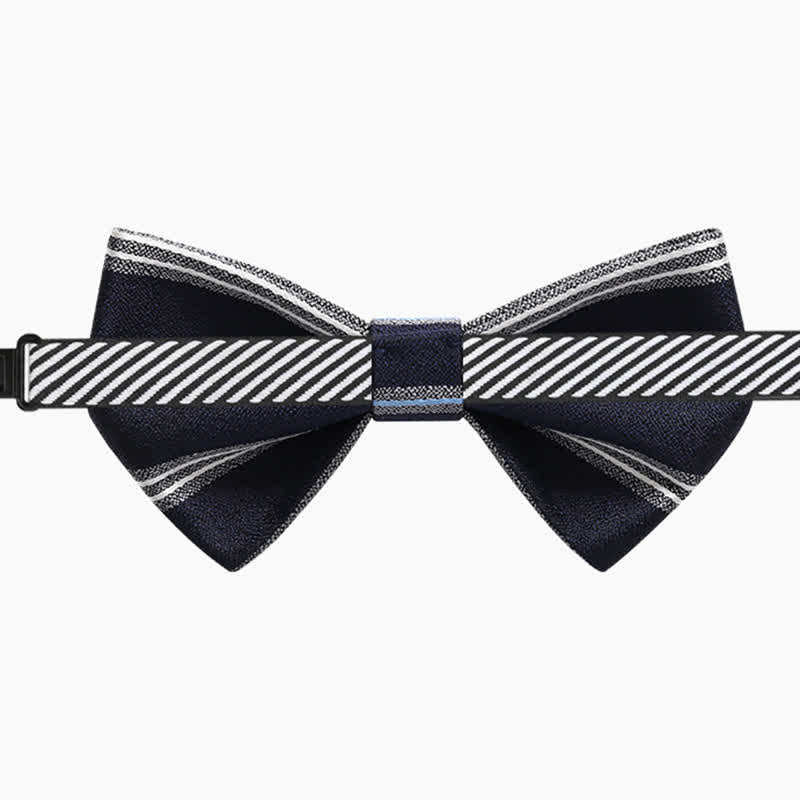 Men's Classic Navy Striped Business Bow Tie - image 5