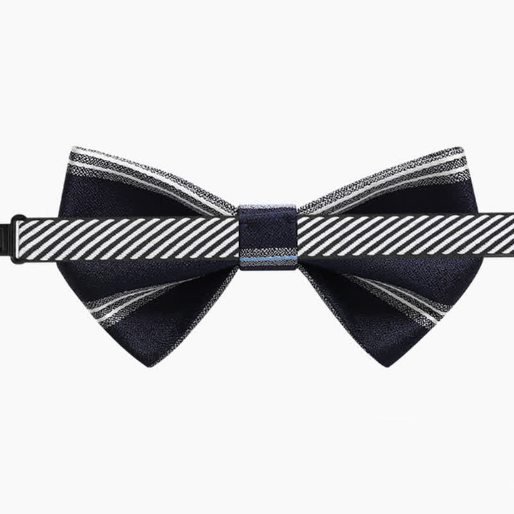 Men's Classic Navy Striped Business Bow Tie - image 5