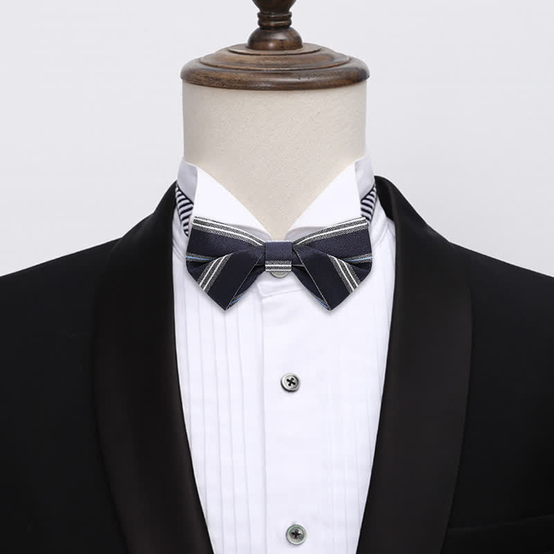 Men's Classic Navy Striped Business Bow Tie - image 1
