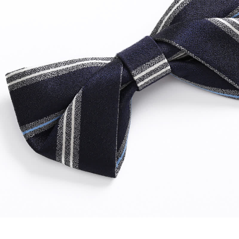 Men's Classic Navy Striped Business Bow Tie - image 4