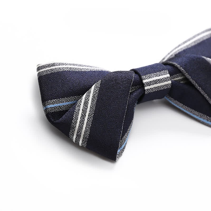 Men's Classic Navy Striped Business Bow Tie - image 3