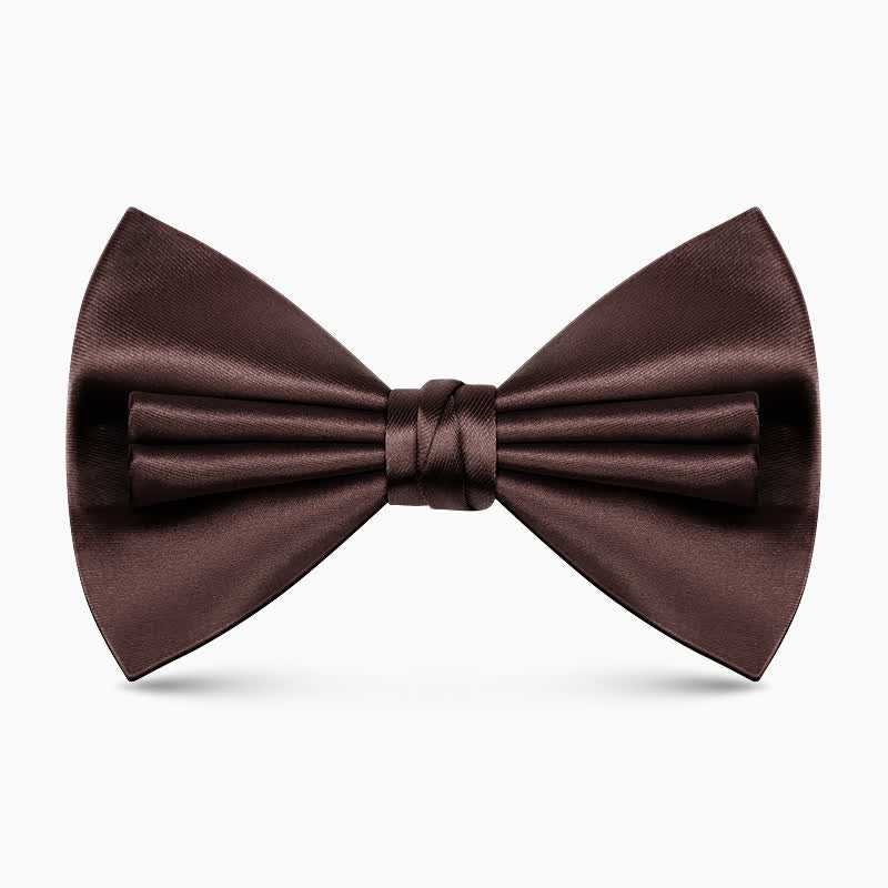 Men's Unique Double Layers Wrinkle Solid Color Bow Tie - Dark Brown - image 0