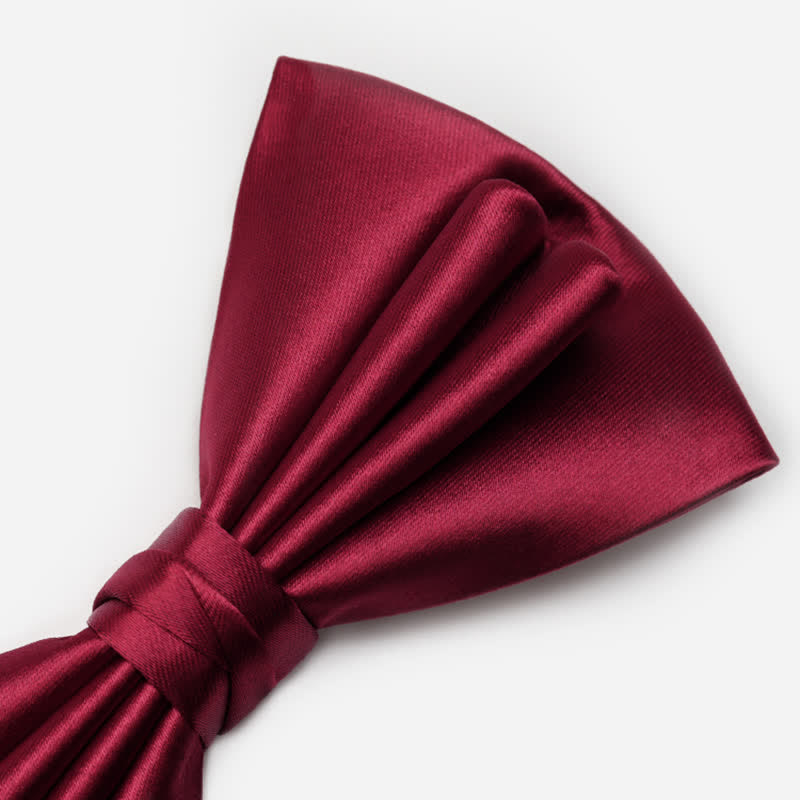 Men's Unique Double Layers Wrinkle Solid Color Bow Tie - image 3