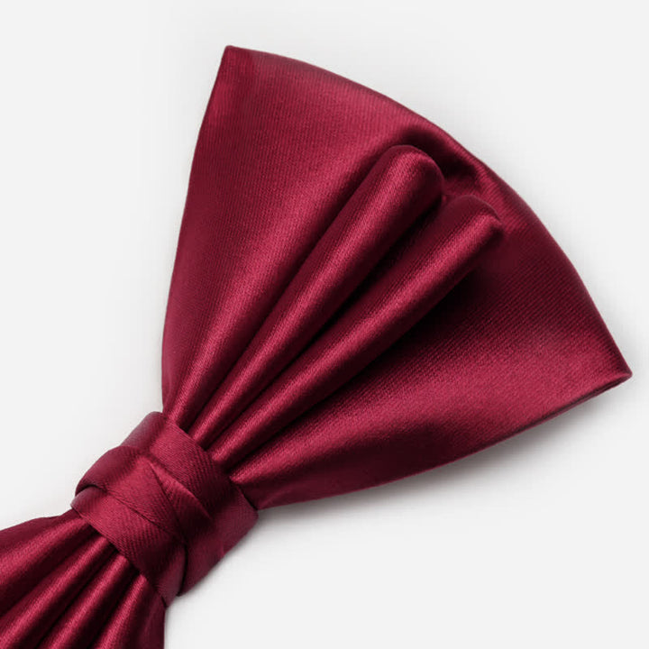 Men's Unique Double Layers Wrinkle Solid Color Bow Tie - image 3