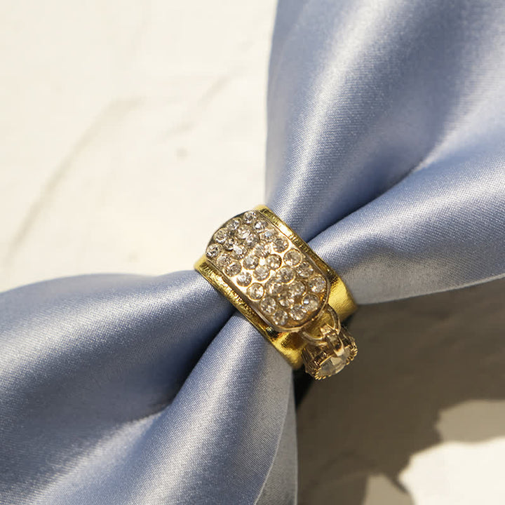 Men's Haze Blue Rhinestone Gold Decor Bow Tie - image 2