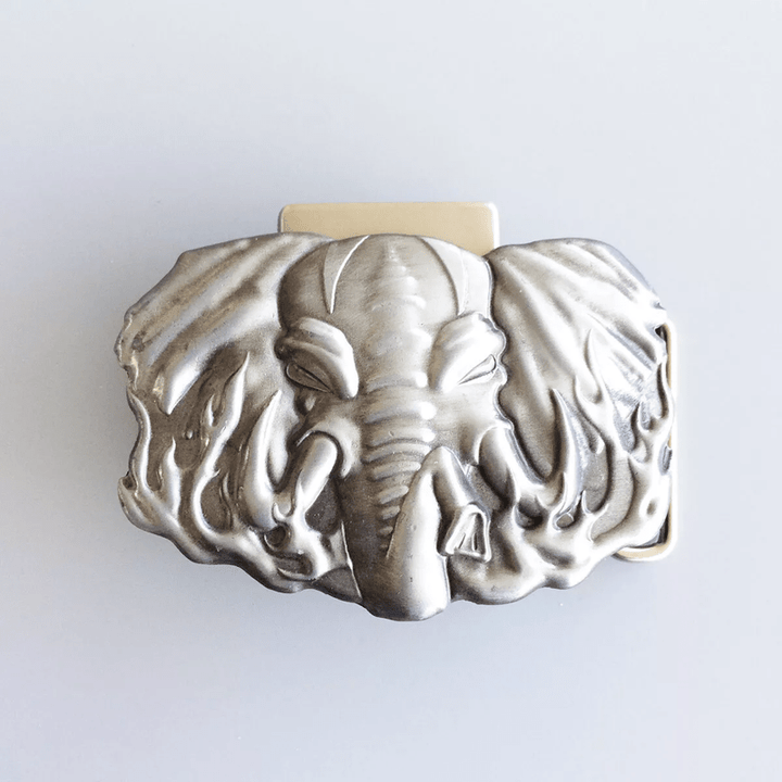 Men's DIY Silver Wildlife Elephant Leather Belt with Hidden Lighter - image 1