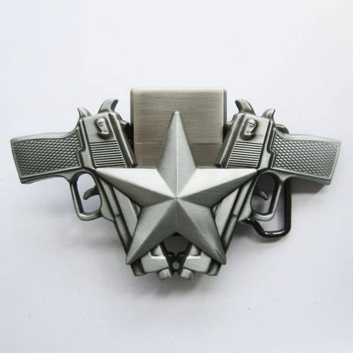 Men's DIY Dual Pistols & Star Leather Belt with Hidden Lighter - image 1