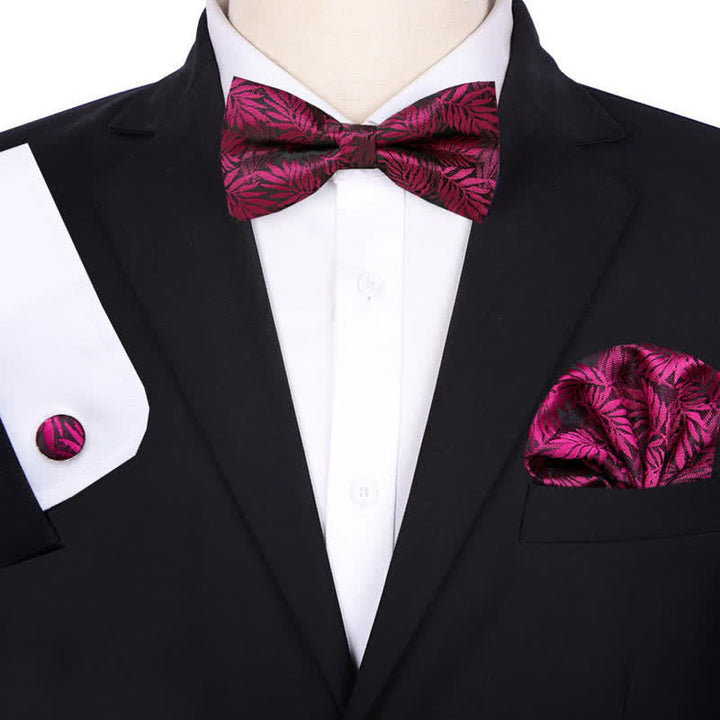 3Pcs Men's Bridegroom Floral Pocket Square Bow Tie Set - Style #5 - image 4