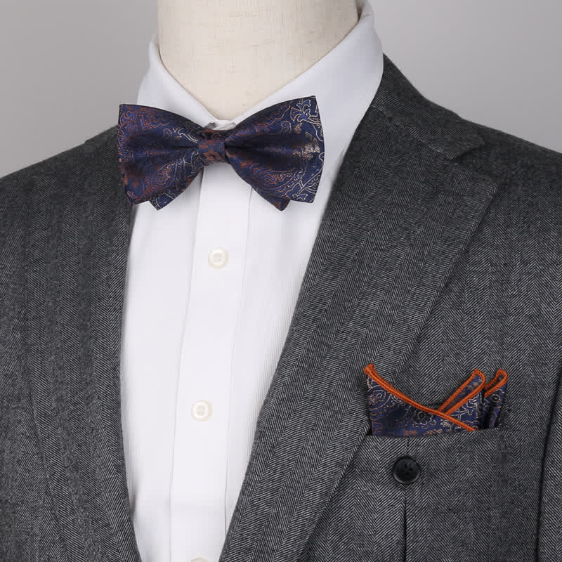 3Pcs Men's Fantasy Paisley Pocket Square Necktie Bow Tie Set - image 6