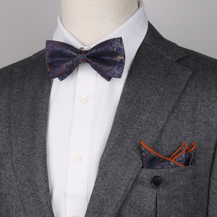 3Pcs Men's Fantasy Paisley Pocket Square Necktie Bow Tie Set - image 6