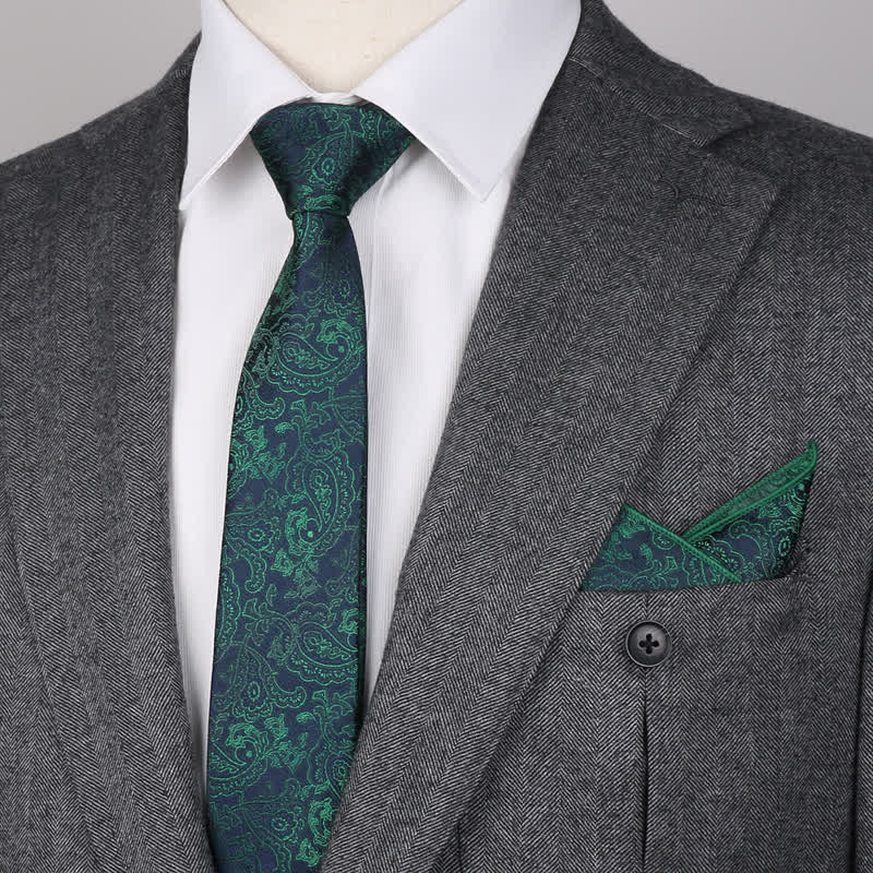 3Pcs Men's Fantasy Paisley Pocket Square Necktie Bow Tie Set - image 10