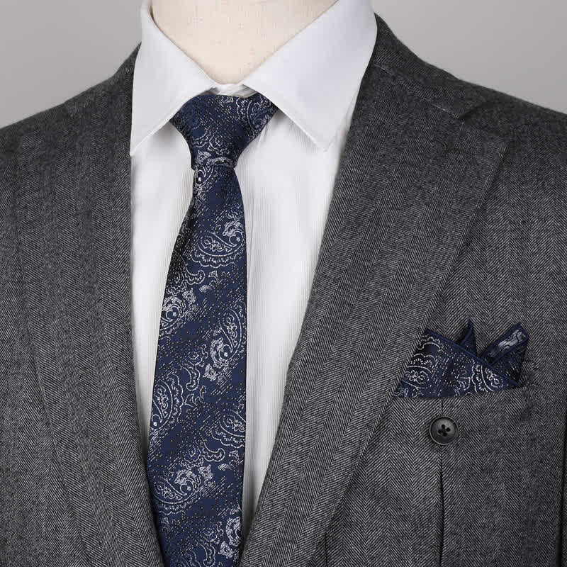 3Pcs Men's Fantasy Paisley Pocket Square Necktie Bow Tie Set - image 2