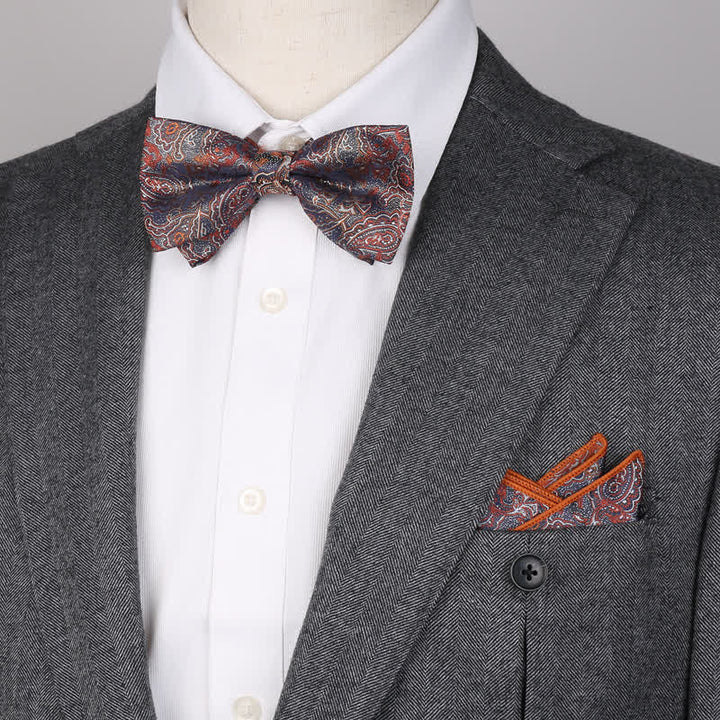 3Pcs Men's Fantasy Paisley Pocket Square Necktie Bow Tie Set - image 12