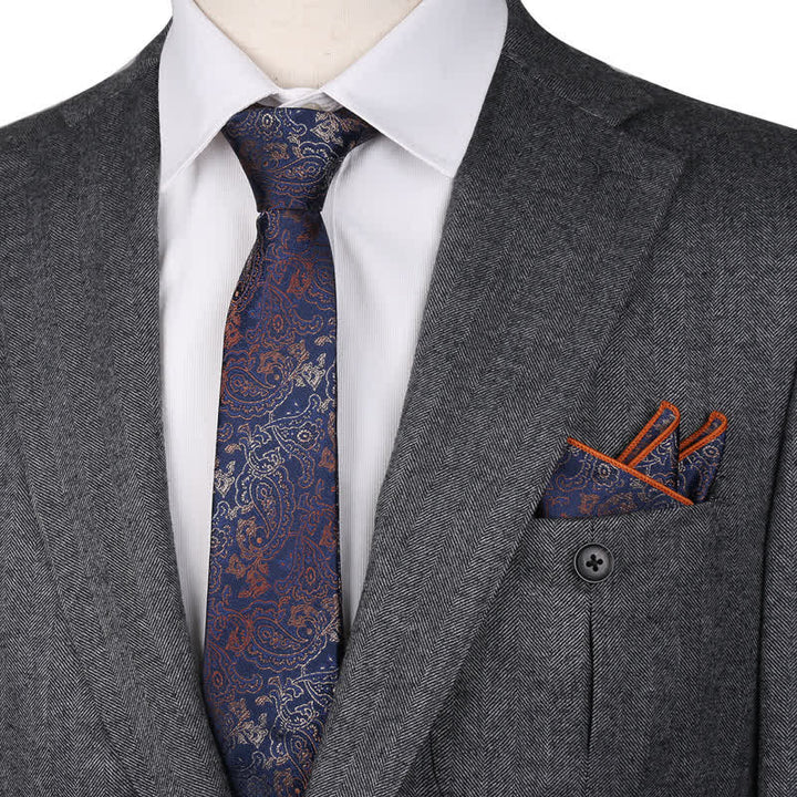 3Pcs Men's Fantasy Paisley Pocket Square Necktie Bow Tie Set - image 7