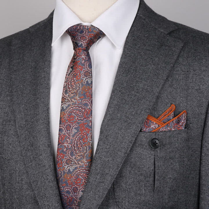 3Pcs Men's Fantasy Paisley Pocket Square Necktie Bow Tie Set - image 13
