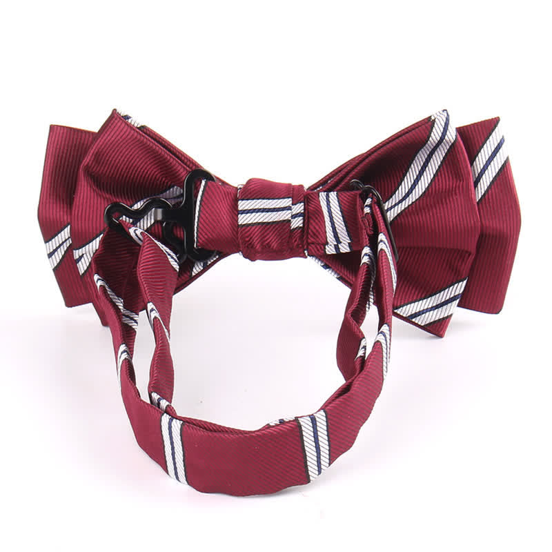 3Pcs Men's Burgundy Series Pocket Square Necktie Bow Tie Set - image 6