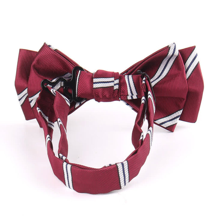 3Pcs Men's Burgundy Series Pocket Square Necktie Bow Tie Set - image 6