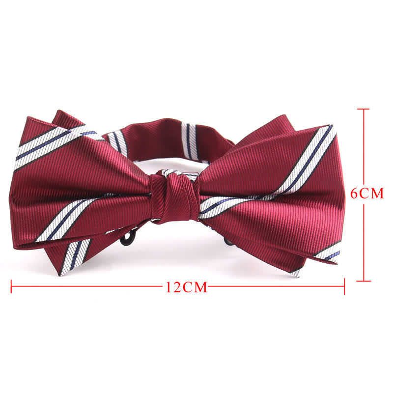 3Pcs Men's Burgundy Series Pocket Square Necktie Bow Tie Set - image 5