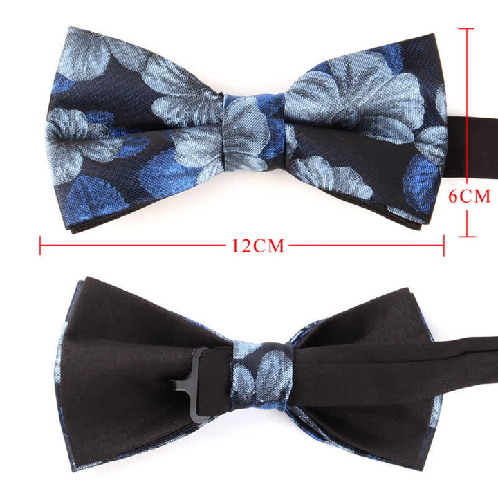 2Pcs Men's Blue & Navy Floral Pocket Square Bow Tie Set - image 2