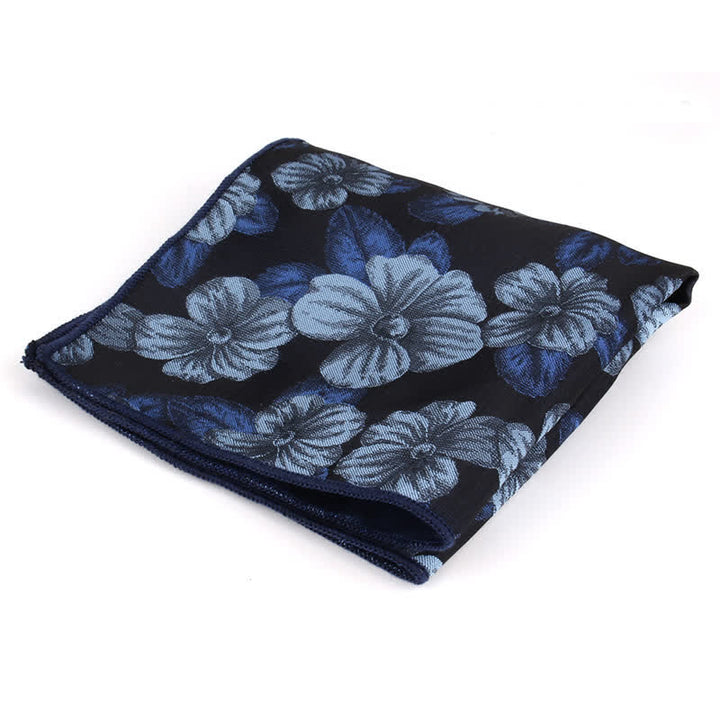 2Pcs Men's Blue & Navy Floral Pocket Square Bow Tie Set - image 4