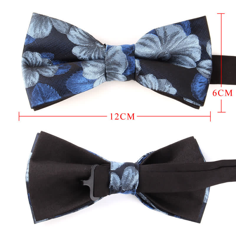 2Pcs Men's Blue & Navy Floral Pocket Square Bow Tie Set - image 2
