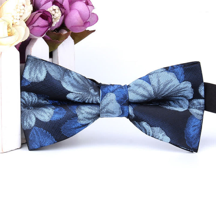 2Pcs Men's Blue & Navy Floral Pocket Square Bow Tie Set - image 1