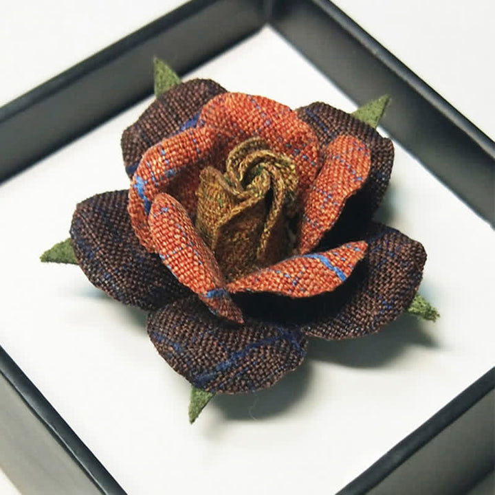 Men's Dark Wine Red British Herringbone Floral Brooch Bow Tie - image 4