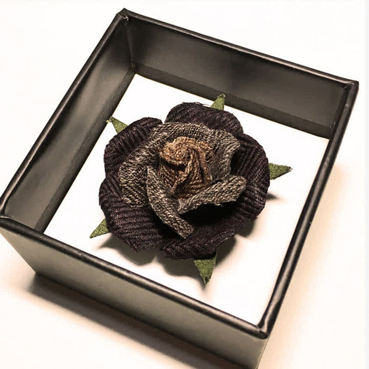 Men's Vintage Brown British Style Floral Brooch Bow Tie