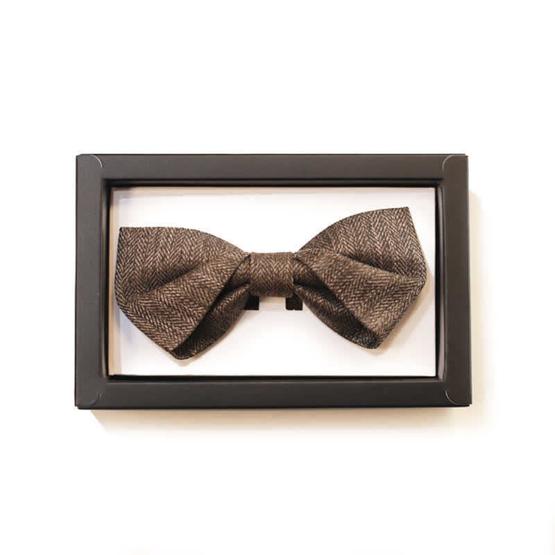Men's Vintage Brown British Style Floral Brooch Bow Tie - Folded - 1Pcs - image 6