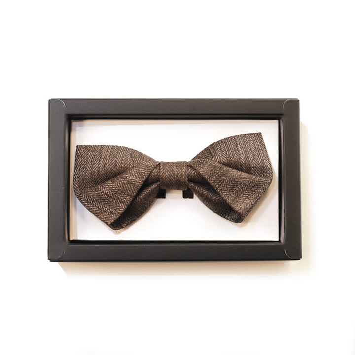 Men's Vintage Brown British Style Floral Brooch Bow Tie