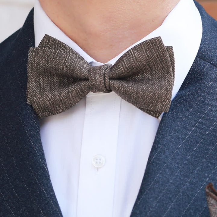 Men's Vintage Brown British Style Floral Brooch Bow Tie - image 3
