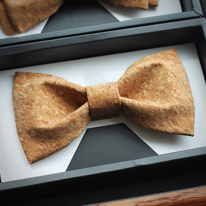 Men's Creative Cork Wood Pattern Party Bow Tie - image 2