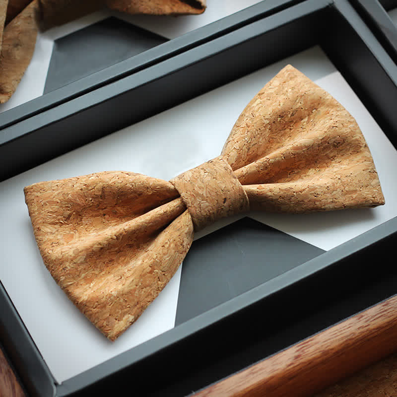 Men's Creative Cork Wood Pattern Party Bow Tie - image 4