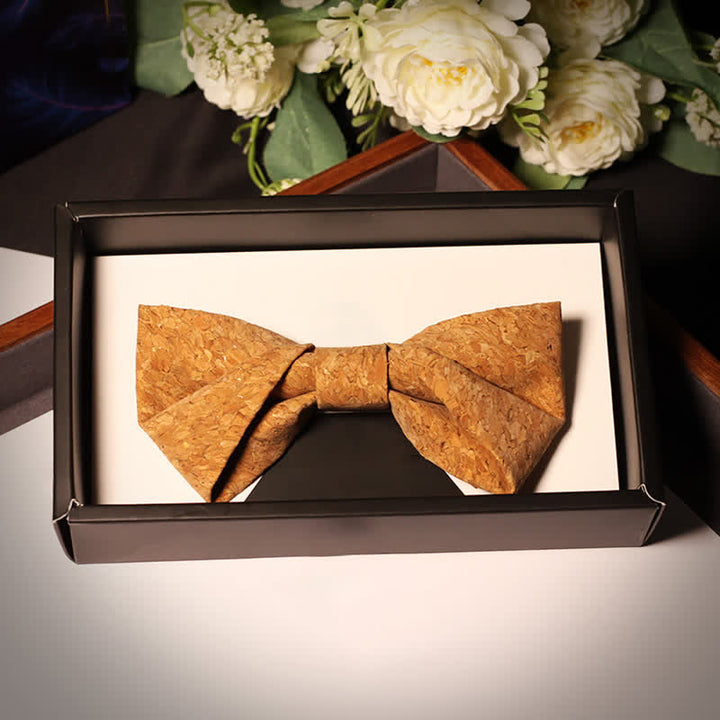 Men's Creative Cork Wood Pattern Party Bow Tie - Style #3 - image 6