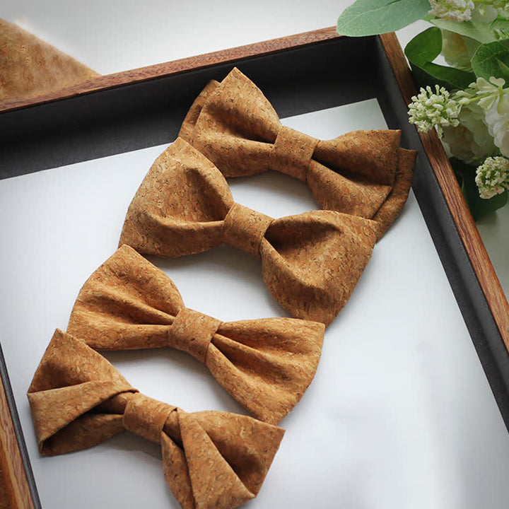 Men's Creative Cork Wood Pattern Party Bow Tie - image 0